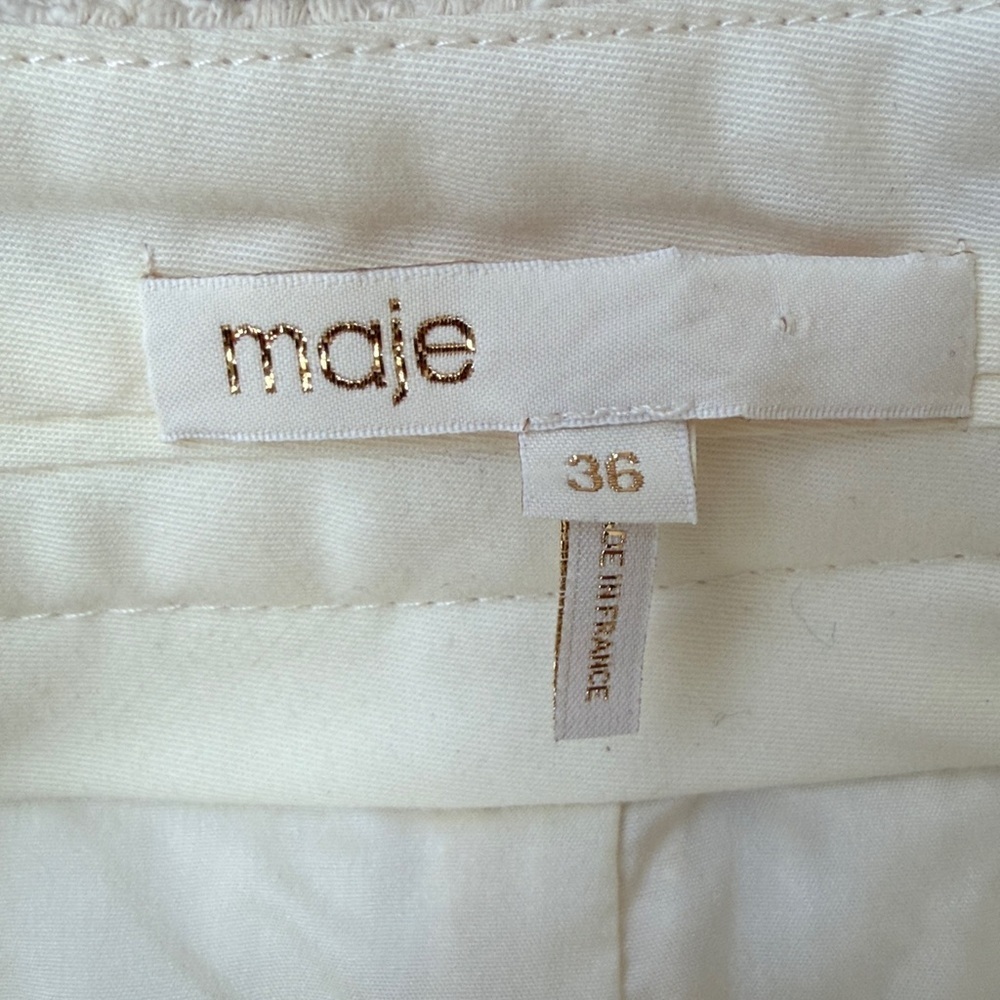 Maje Jiba Button-up Skirt in Ecru Tweed Cream Button-Front Textured Mini Skirt - Picture 6 of 9